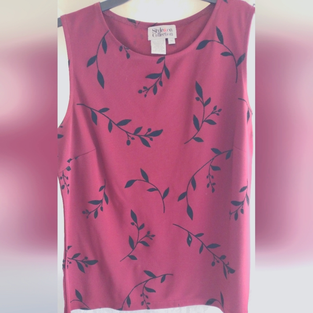 Styles & Co Velvet Floral Imprint Sleeveless Med